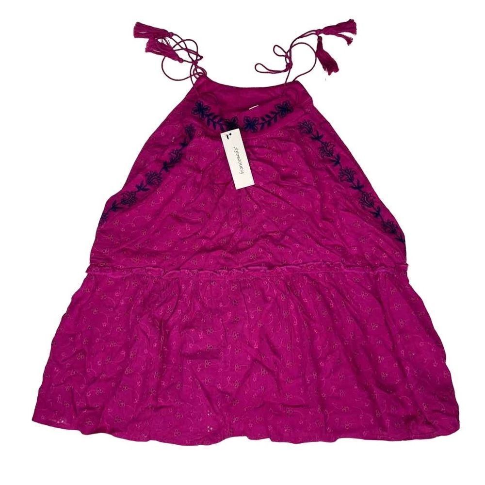 Francesca’s Alya Women's High Neck Fuschia Tank Top Size M